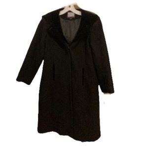 Girl’s Black Wool Hooded, Lined Long Coat Size 14 Penny Lane